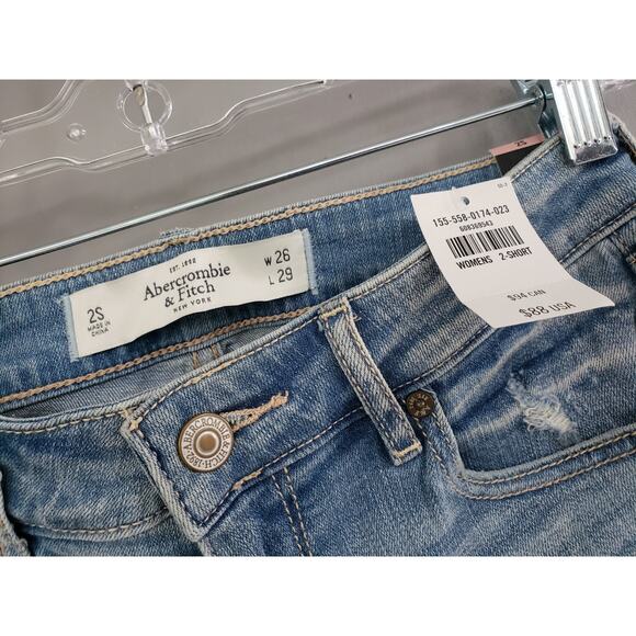 NEW - Abercrombie & Fitch Jeans Super Skinny Light Wash Size 2 S 26‎ x 29 Petite - Picture 3 of 6